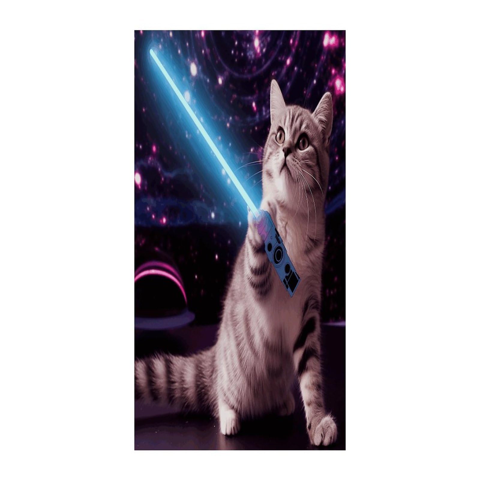 Fekiloot Style Space Laser Cat Novelty Cute Funny Door Curtain Room Divider Curtains