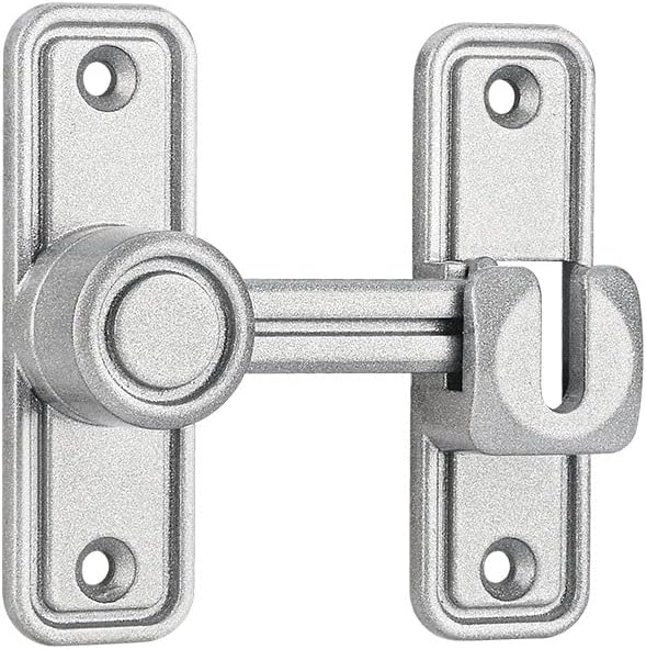 Lpraer Cerradura de puerta de granero, plateado, 90180 grados de aleación de zinc resistente, cierre de puerta de seguridad para puerta de