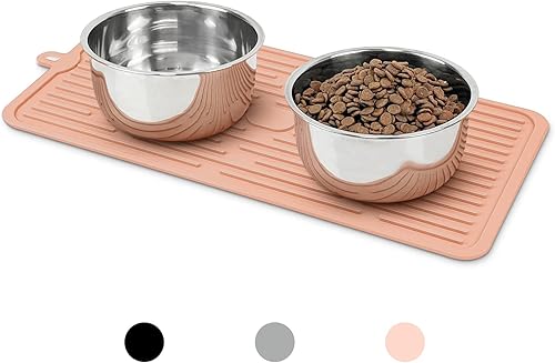 Ptlom Mantel individual para mascotas para perros y gatos, tapete para evitar el desbordamiento de alimentos y agua, adecuado para mascotas medianas