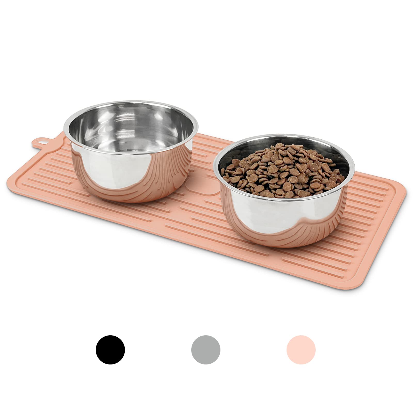 Ptlom Pet Placemat for Dog and Cat, Mat for Prevent Food and Water Overflow, Suitable for Medium and Small Pet, Pink, Silicone — image 1