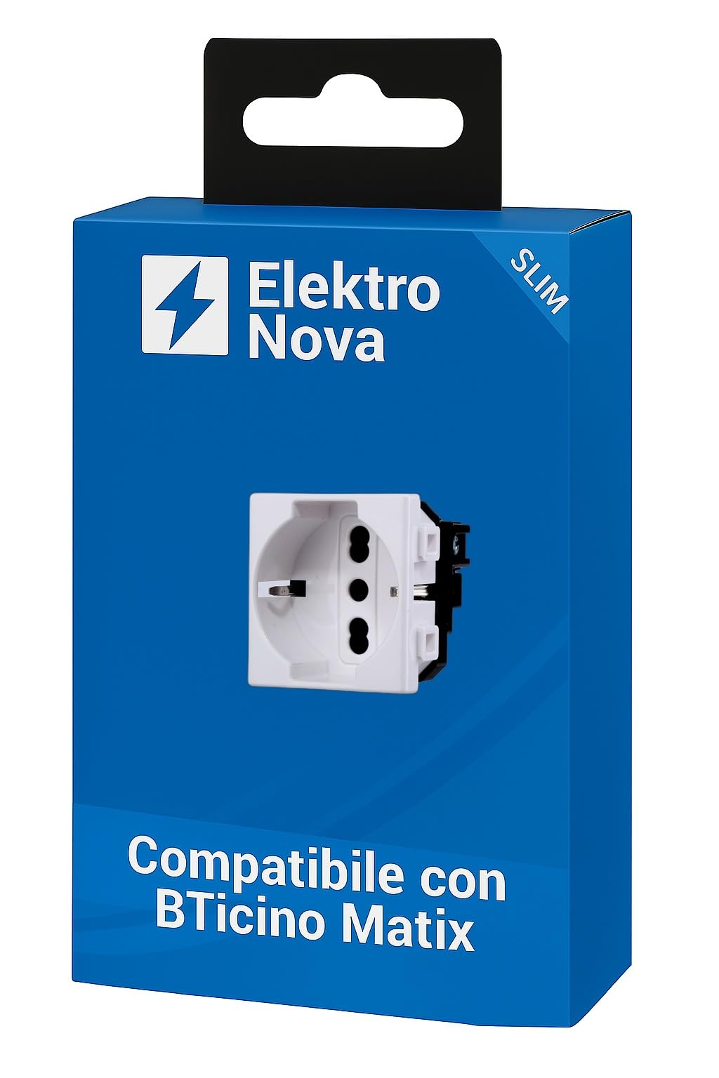 Elektronova Presa schuko 2P+T 10/16A 230V compatibile Bticino Matix di colore bianco - Confezione 10 pezzi
