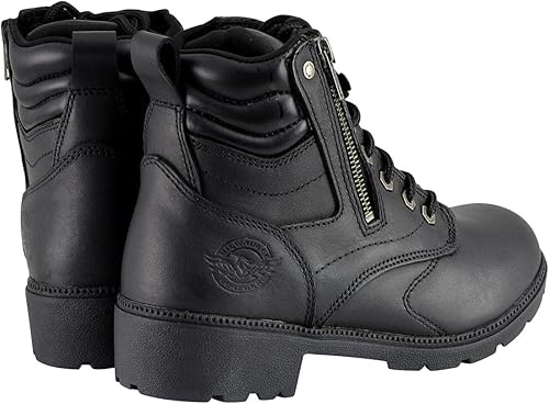 Miniatura 6 de Milwaukee Leather MBL9320 - Botas de moto negras con cordones y cremallera lateral para mujer, talla 6.5