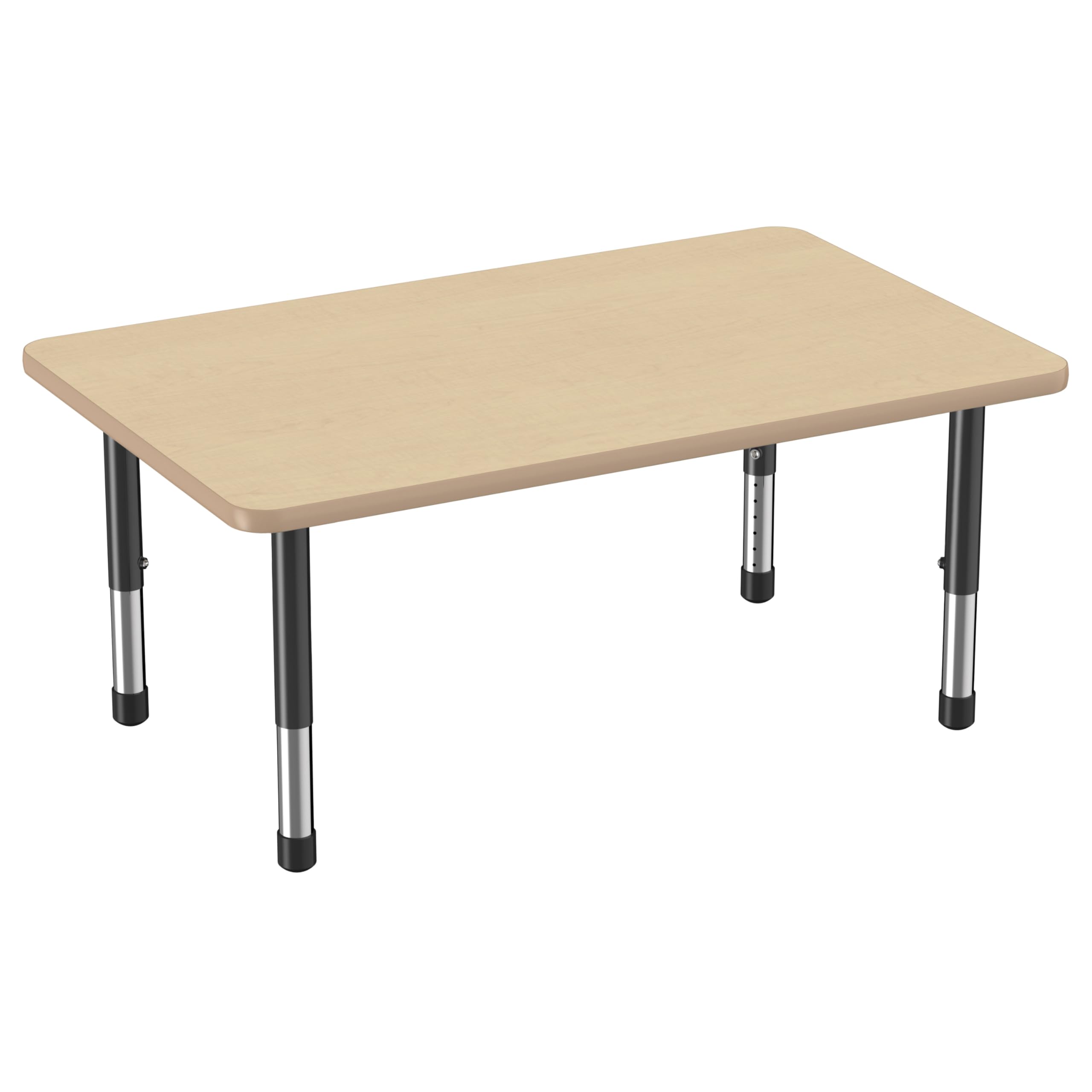 Factory Direct Partners FDP 30" x 48" Rectangle Thermofused Classroom Activity Table with Chunky Toddler Legs, Adjustable Height 15"-24" - Maple/Maple