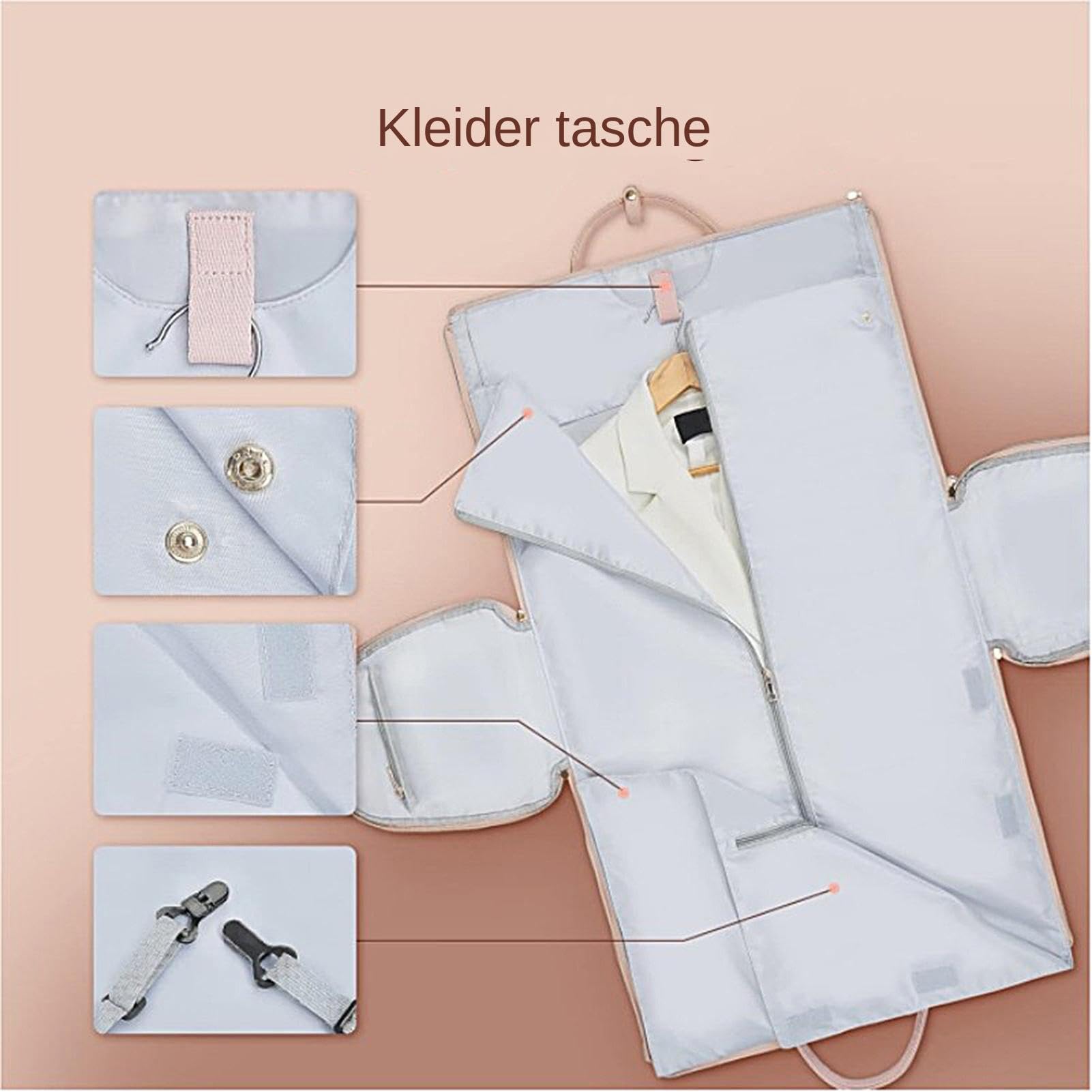 impermeable y convertible para ropa | Utiliza maletas de viaje y de viaje | de equipaje de mano con funcionalidad versátil | Ideal para viajes y negocios | espaciosa y práctica, rosa