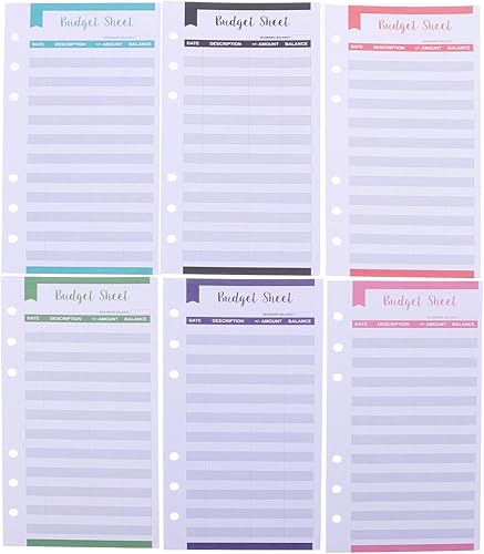NUOBESTY 20 hojas de presupuesto, carpetas A6, para rastreador de gastos, organizadores de dinero con agujero para sobres de efectivo, libro mayor,