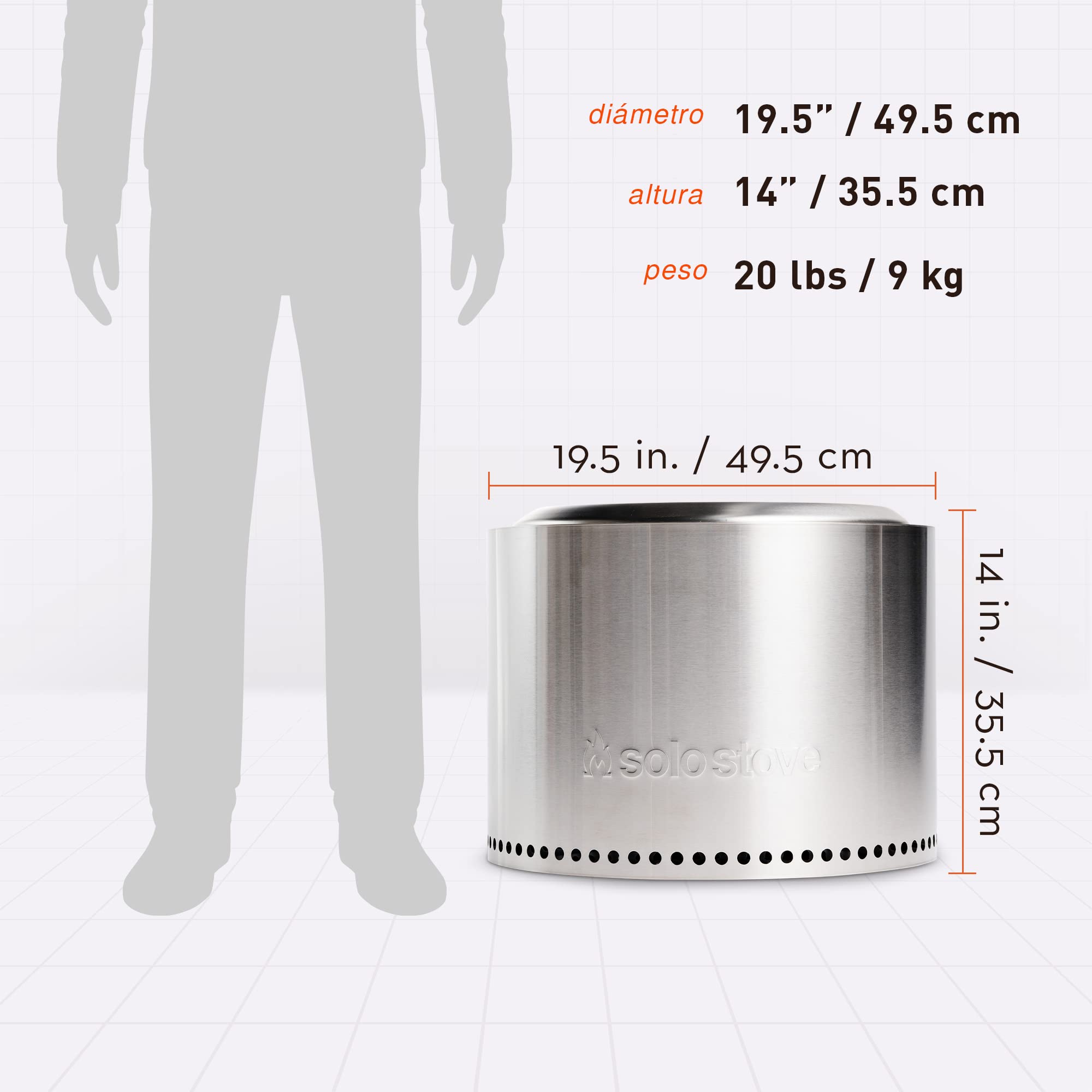 Solo Stove Bonfire Brasero sin Humos 2.0 | Incl. Maletín, Accesorio de Camping portátil para Quemar Madera, con Bandeja de Cenizas extraíble, Acero Inoxidable, ⌀ 49,5 cm, Altura 35,5 cm, 9 kg