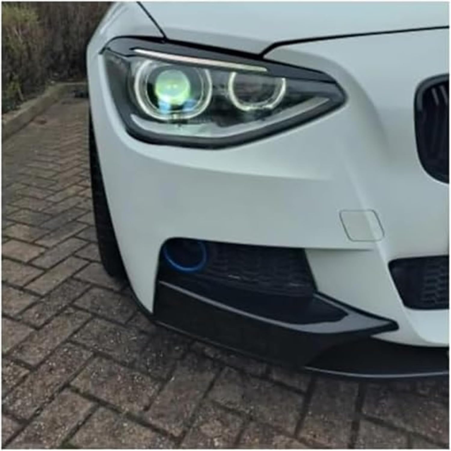Auto-Frontspoiler für BMW F20 F21 1 Series 120d 120i M135i 2011-2015, Side Spoiler Car Front Bumper Splitter Car Front Lip Body Kit Anti-Collision Protection,A/Black Carbon Look