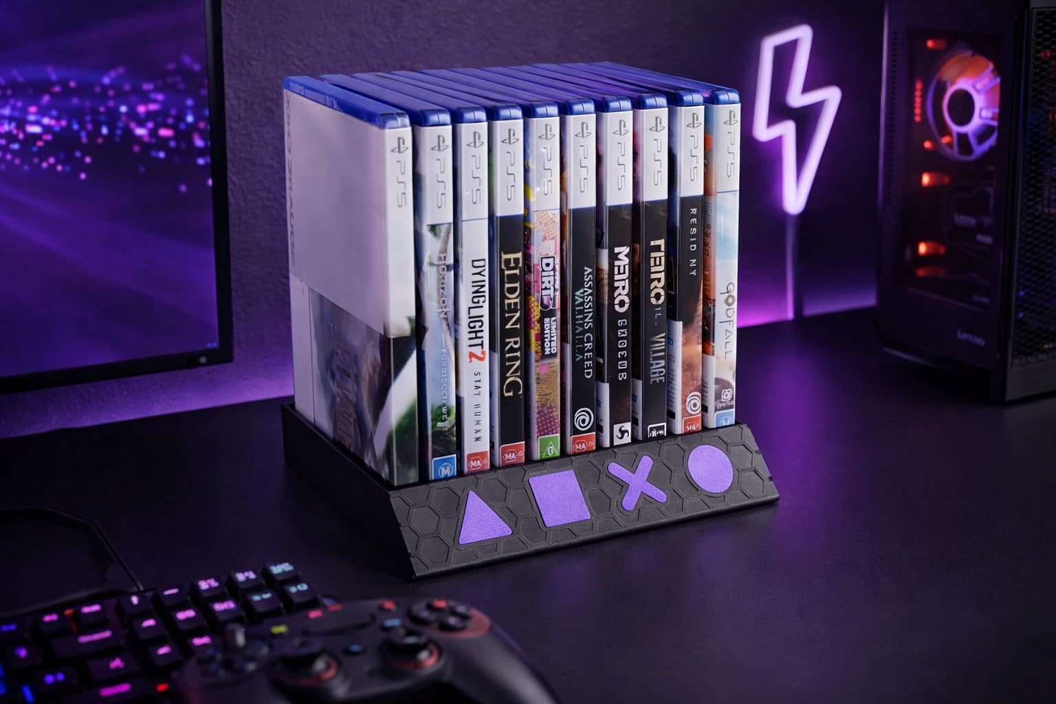 Uniwersalny stojak na płyty CD PS5/PS4 na biurko i ścianę do gier na PlayStation, wielofunkcyjny organizer na płyty z grami, łatwy montaż, oszczędność miejsca, stylowy design, uchwyt na dyski