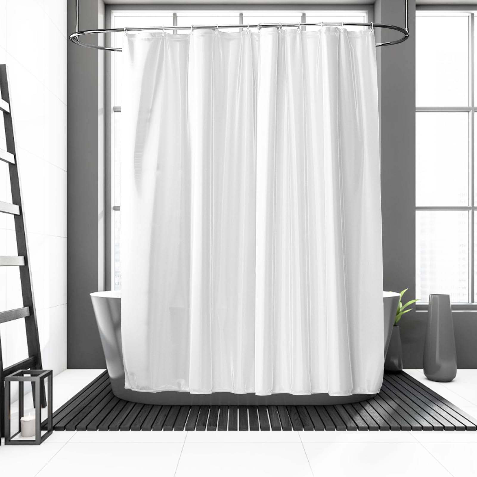 Cortina de Ducha 180 x 200 cm, Cortinas Baño Tela Impermeable Antimoho con 12 Ganchos, Poliéster Cortina Ducha, Cortinas de Baño para Baño, Bañera