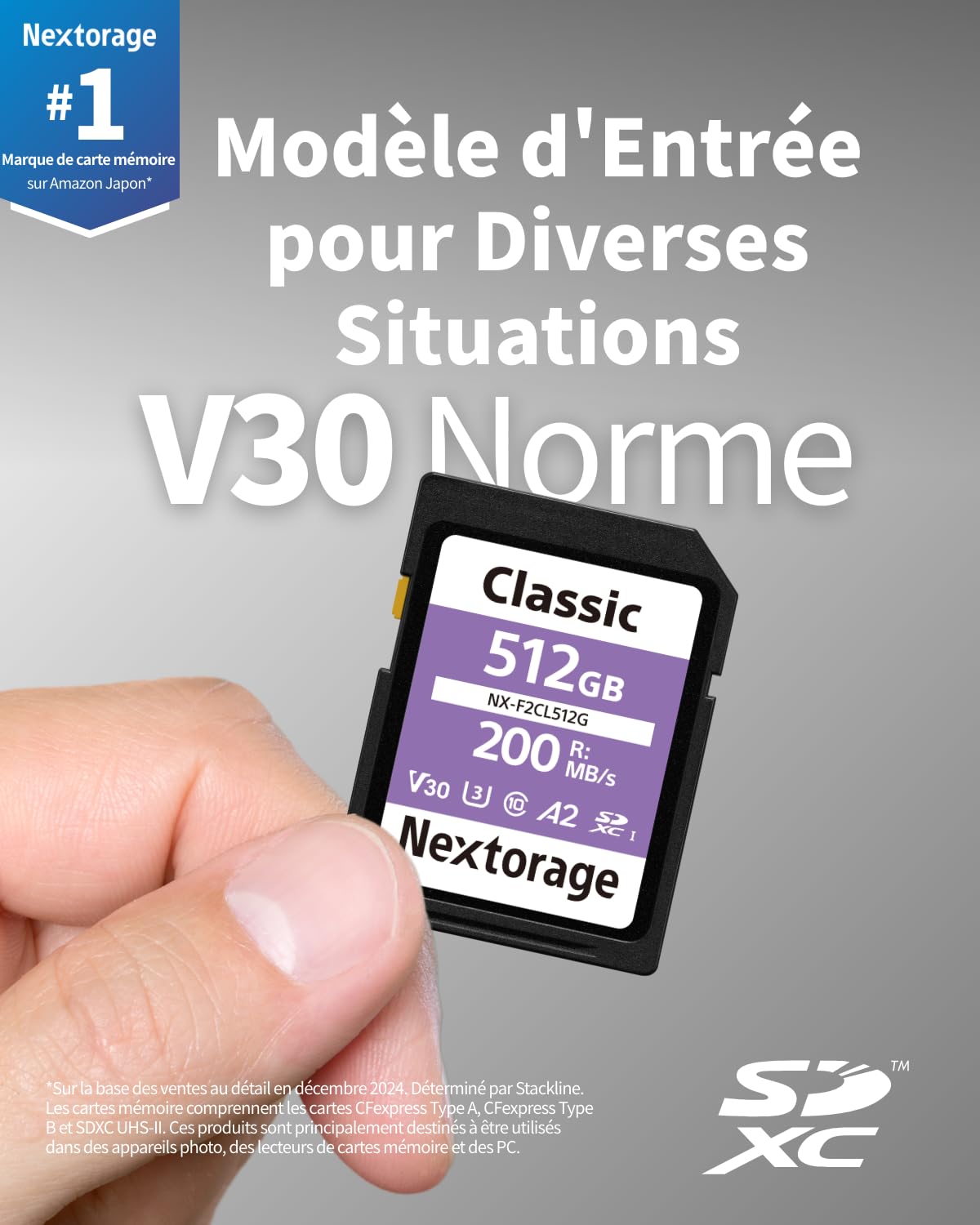 Nextorage Carte SD 512Go, SDXC UHS-I 512GB, SD Card mémoire Japonaise, Accessoires Photo et caméscopes pour appareils Photo Nikon/Canon/Sony/Fujifilm, F2PRO NX-F2PRO512G