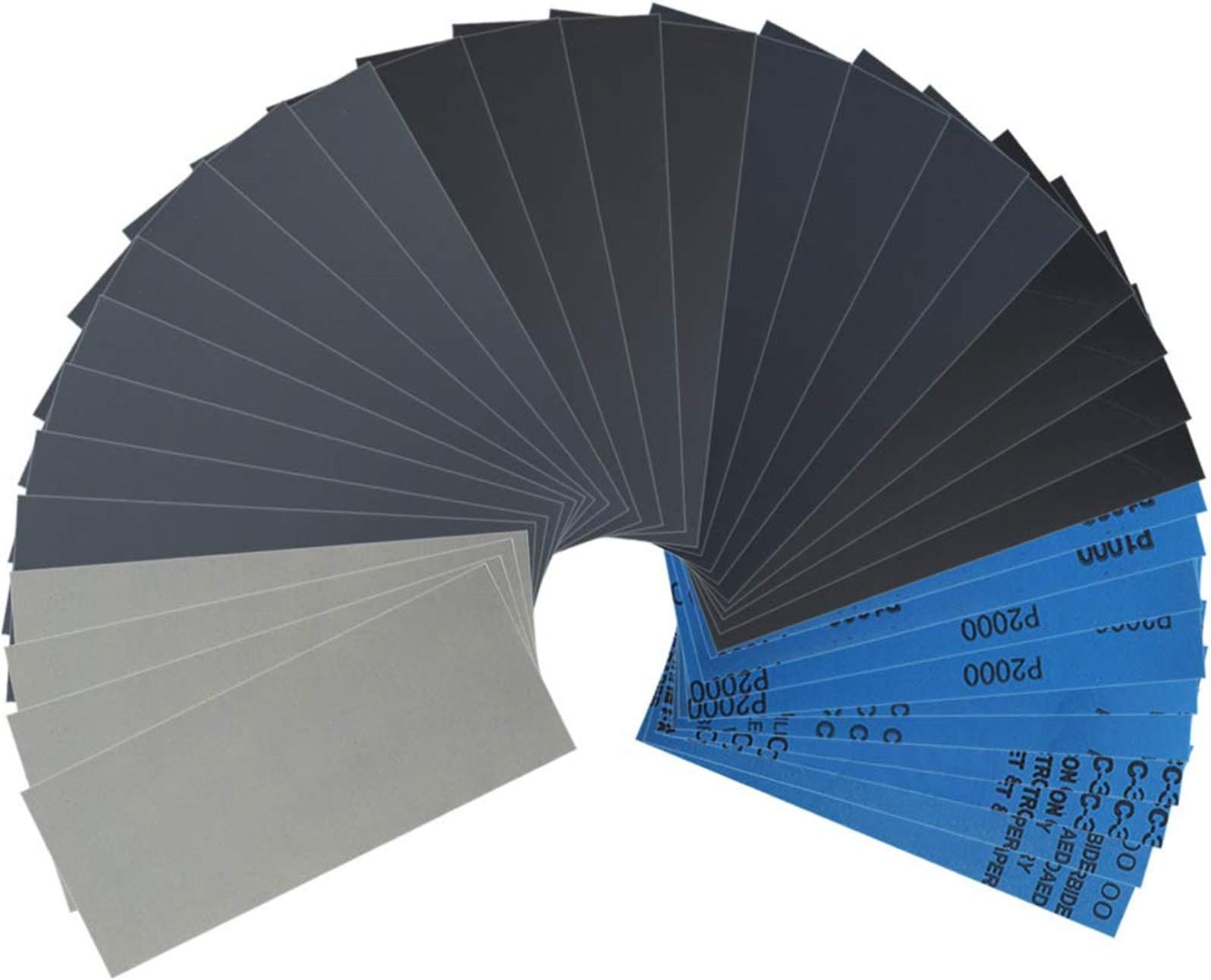 Coceca 54pcs Wet Dry Sandpaper Assortment, 1000 1500 2000 2500 3000 5000 Grit Fine Sandpaper for Wood Furniture Finishing, Metal Sanding and Automotive Polishing 9 x 3.6 Inches