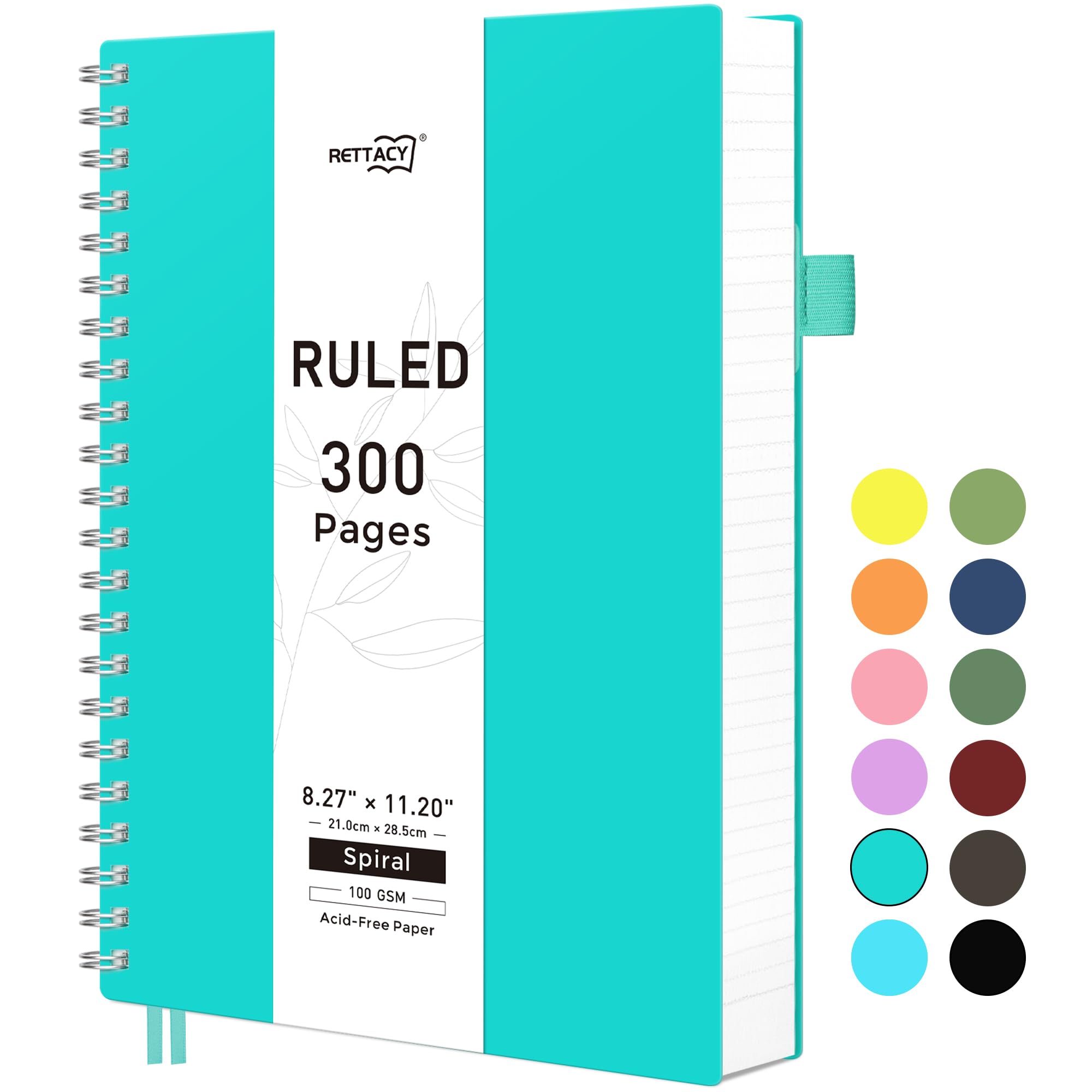 RETTACY A4 Notebook,Wirebound Colorful Spiral Notebooks 150 sheets/300 pages for Writing,100gsm College-Ruled Paper