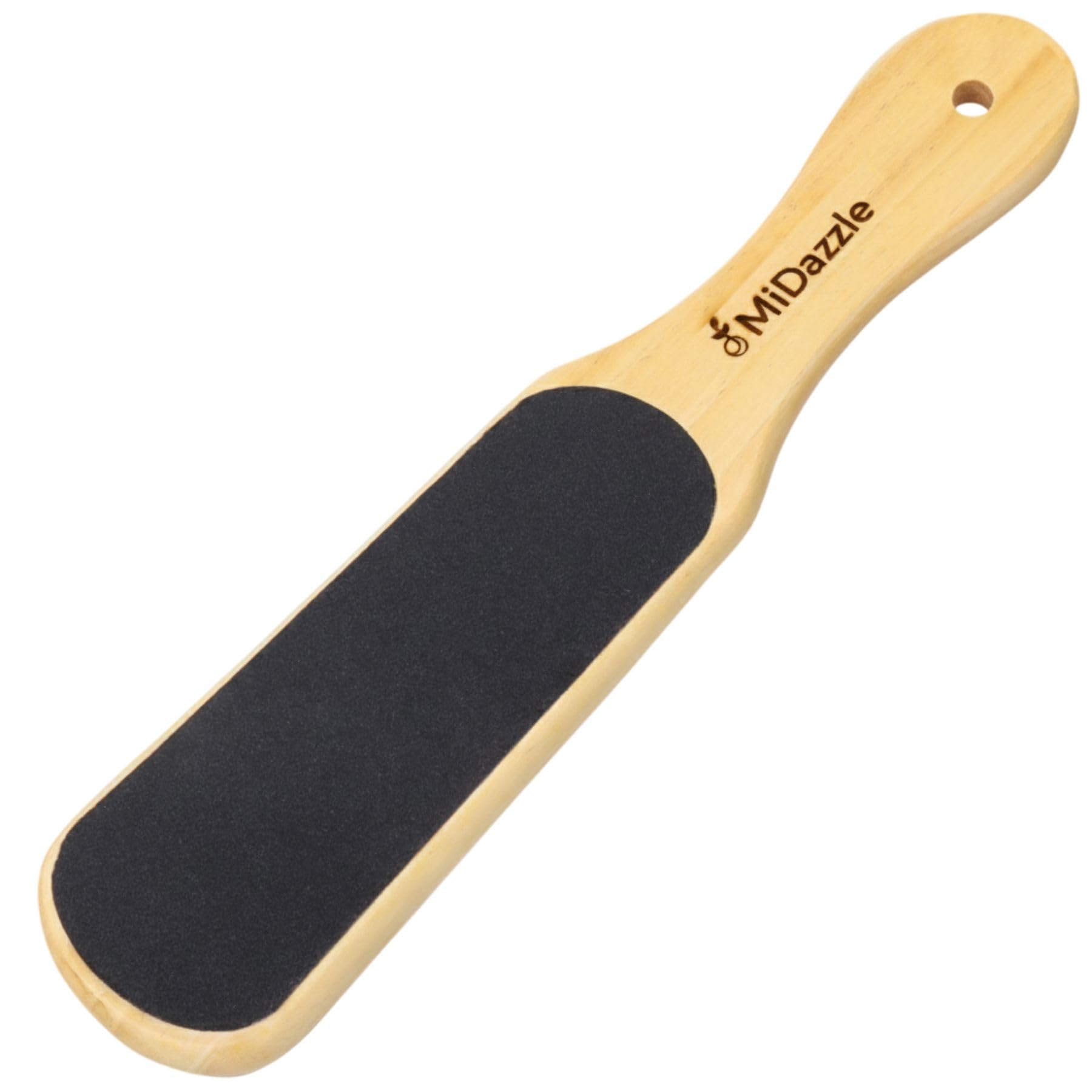 Midazzle Double Sided Foot File Scrubber | Dead Skin & Callus Remover | Feet Scraper | Pedicure Tool with Wooden Handle (MIFF5201)