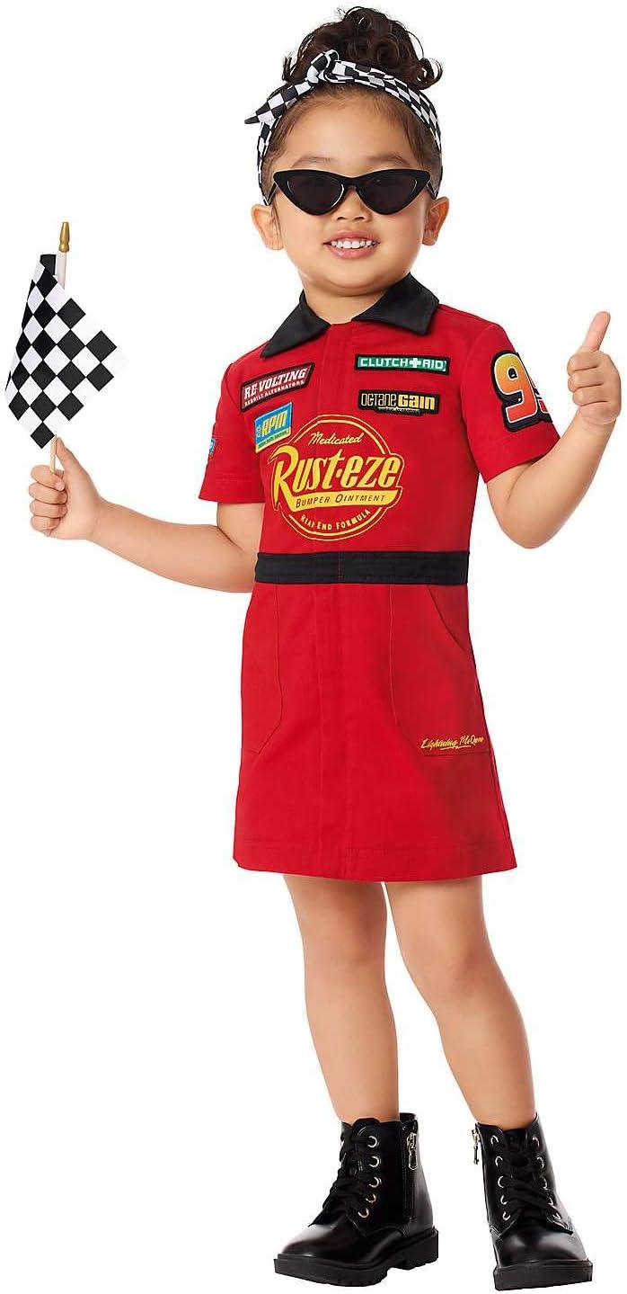 Spirit Halloween Cars Toddler Lightning McQueen Pit Dress Costume, Officially Licensed, Includes Headband
