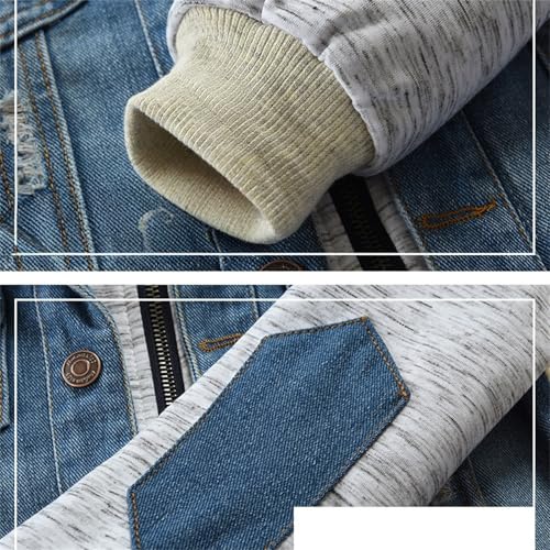 Denim Jacket for Kids Long Sleeve Zip Up Hoodie, Fall Winter Casual Stylish Slim Fit School Daily Wear Denim Coat3