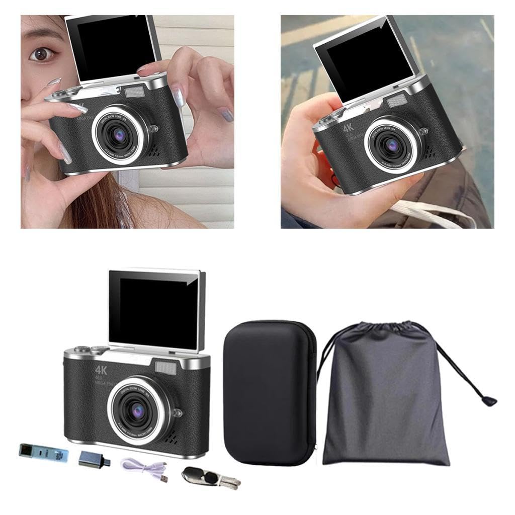 Ronyme Appareil Photo Numérique 48 MP avec Numérique 8X pour étudiant Débutant, Noir, Idéal pour Thanksgiving