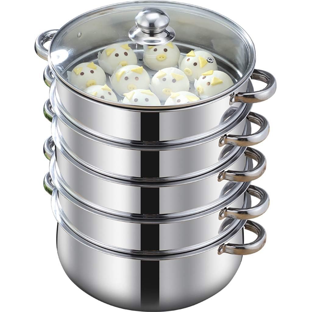 MYUYEE Steamer Stockpot - 40Cm Three-Tier Multipurpose Cookware For Gas And Induction Cookers - Durable Kitchen Essential