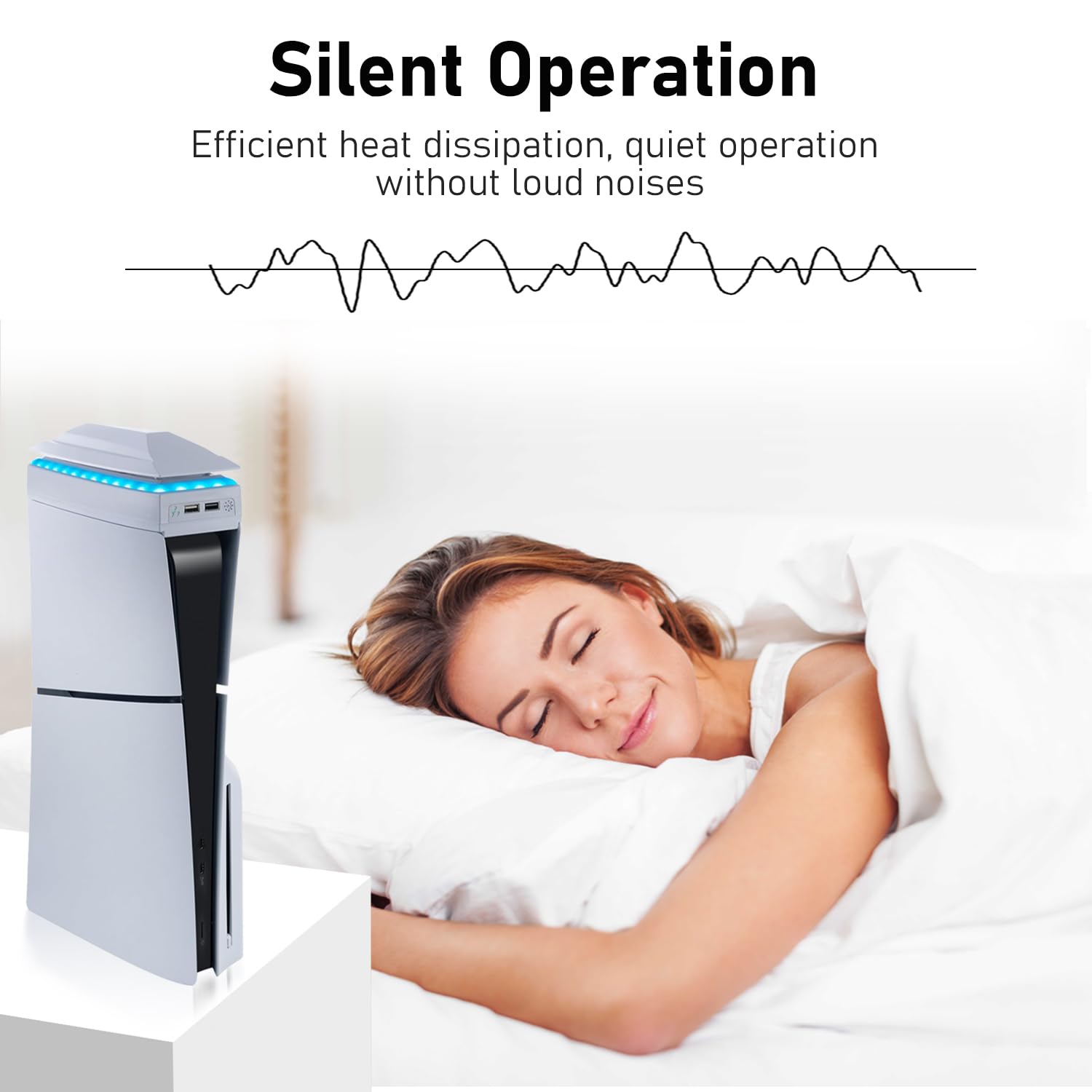 Tendak Ventilador para PS5 Slim Refrigerador LED Superior con Luz RGB, Doble Puerto USB 2.0 3 Velocidades Ajustables para Playstation 5 Slim Disc & Digital Console