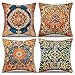 DecorMommt Teppich Kissenbezüge Stammes-Abstraktes Vintage Blau Kissen 40x40 4er Set Orientalisch Ethnisch Kissenhüllen Dekorative Kissen Für Sofa Antiquität Dekokissen Zierkissen Böhmen