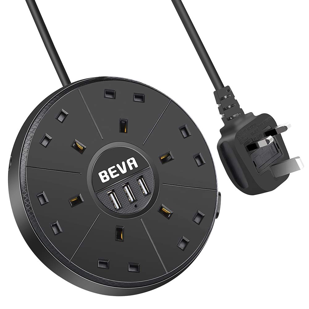 Buy Extension Lead with USB ports 6 Way Outlets 3 Ports, BEVA Surge