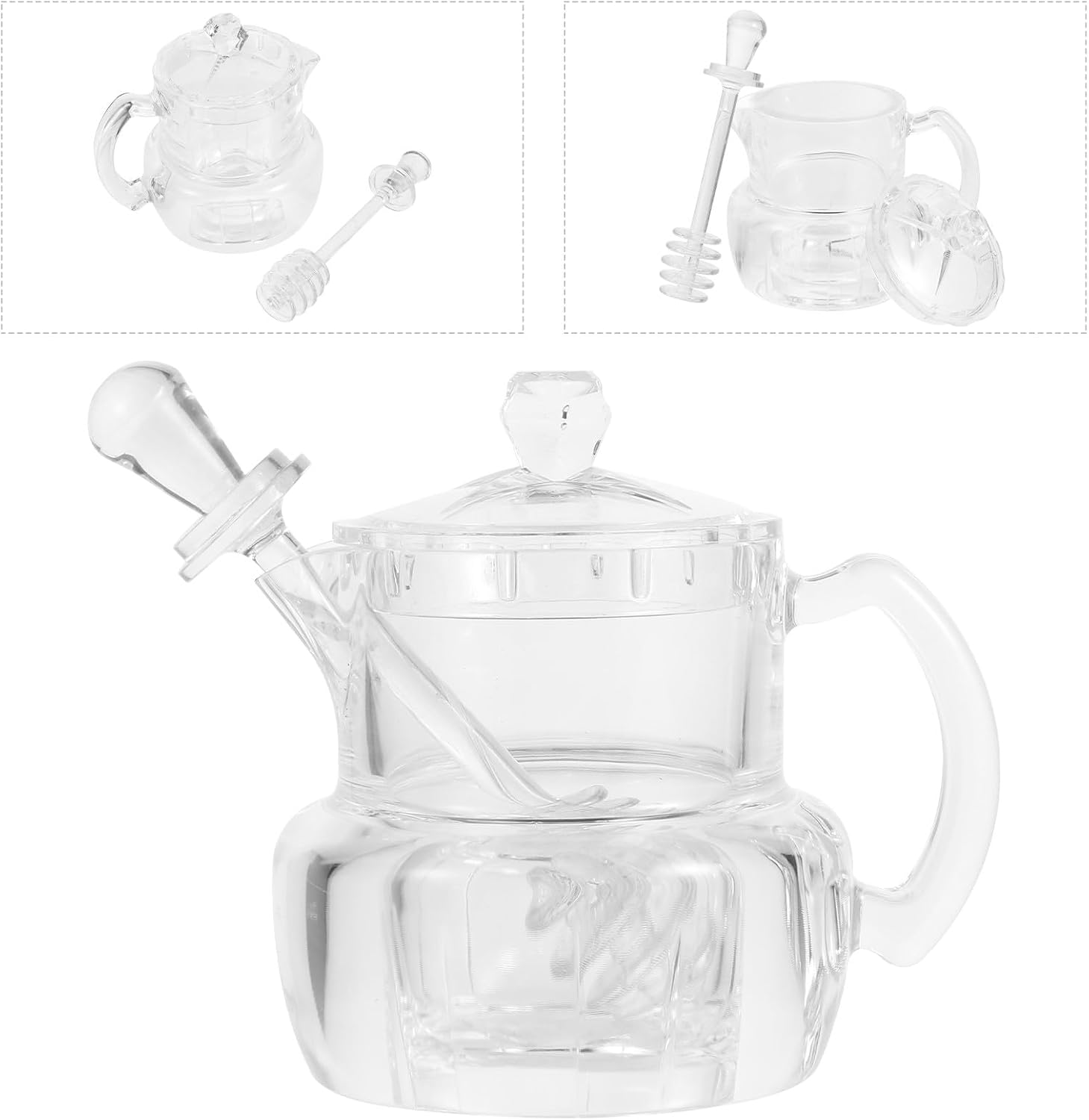 BESPORTBLE Acrylic Honey Jar and Syrup Pot with Stirring Rod Honey Container for Kitchen Storage Suitable for Home and Dining Use