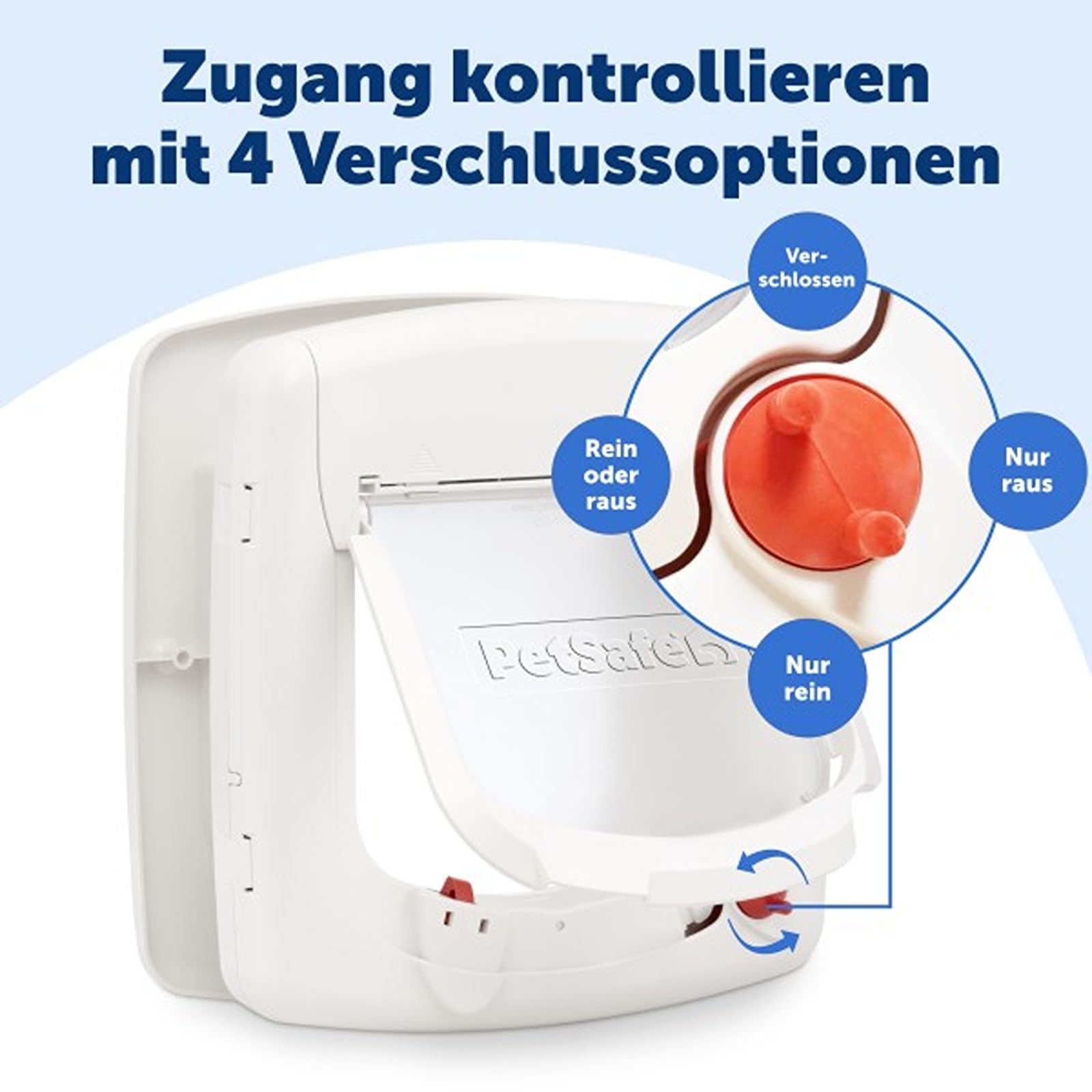 PetSafe Staywell Magnetische Katzenklappe Deluxe, Magnet-Schlüssel gibt nur Ihrer Katze Zugang - hält fremde Tiere draußen, mit 4 Verschlussoptionen, für Katzen bis zu 7 kg, Weiß