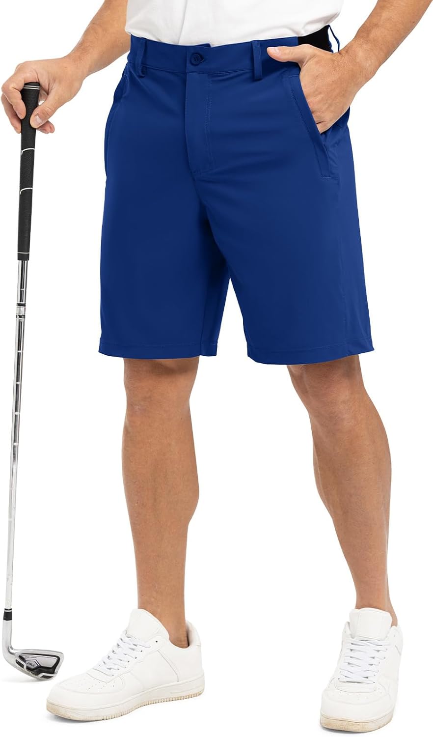 Rdruko Men's Golf Shorts Stretch Dry Fit 9" Lightweight Dress Casual Shorts with Pockets