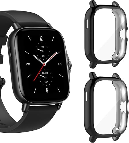 Youkei - Funda compatible con Amazfit GTS 3, funda protectora completa de TPU para reloj inteligente Amazfit GTS 2/GTS 3 (paquete de 2, negro y