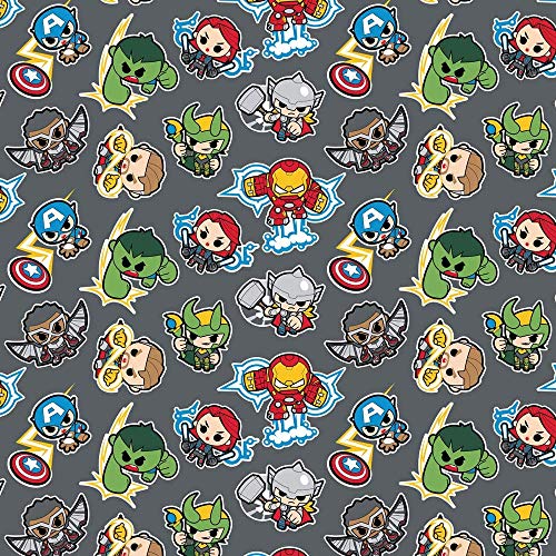 Marvel Fabric Mini Action Heroes - 0,5 m múltiples - (100% algodón, tela con licencia auténtica, ideal para manualidades)