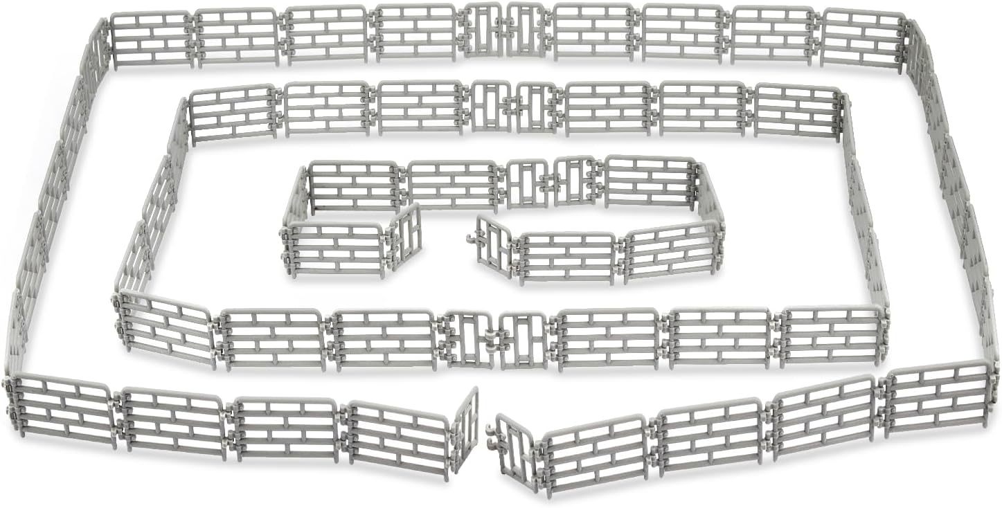 toymany 64PCS Mini Toys Fence for Farm Animals - Tiny Horse Corral Plastic Fencing for Barn Paddock Horses Figurines for Kids Toddlers