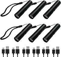 Vista 1 de Mini linternas LED recargables, 6 piezas de luz de flash de alto brillo con batería de litio, 3 modos XPE 1200 lúmenes, linterna impermeable