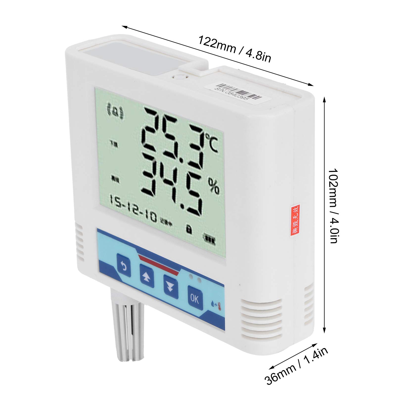 Qcwwy WiFi Temperatur Luftfeuchtigkeit Sensor, Großes Display, Hohe Genauigkeit for Kühlhaus Gewächshaus Serverraum Überwachung