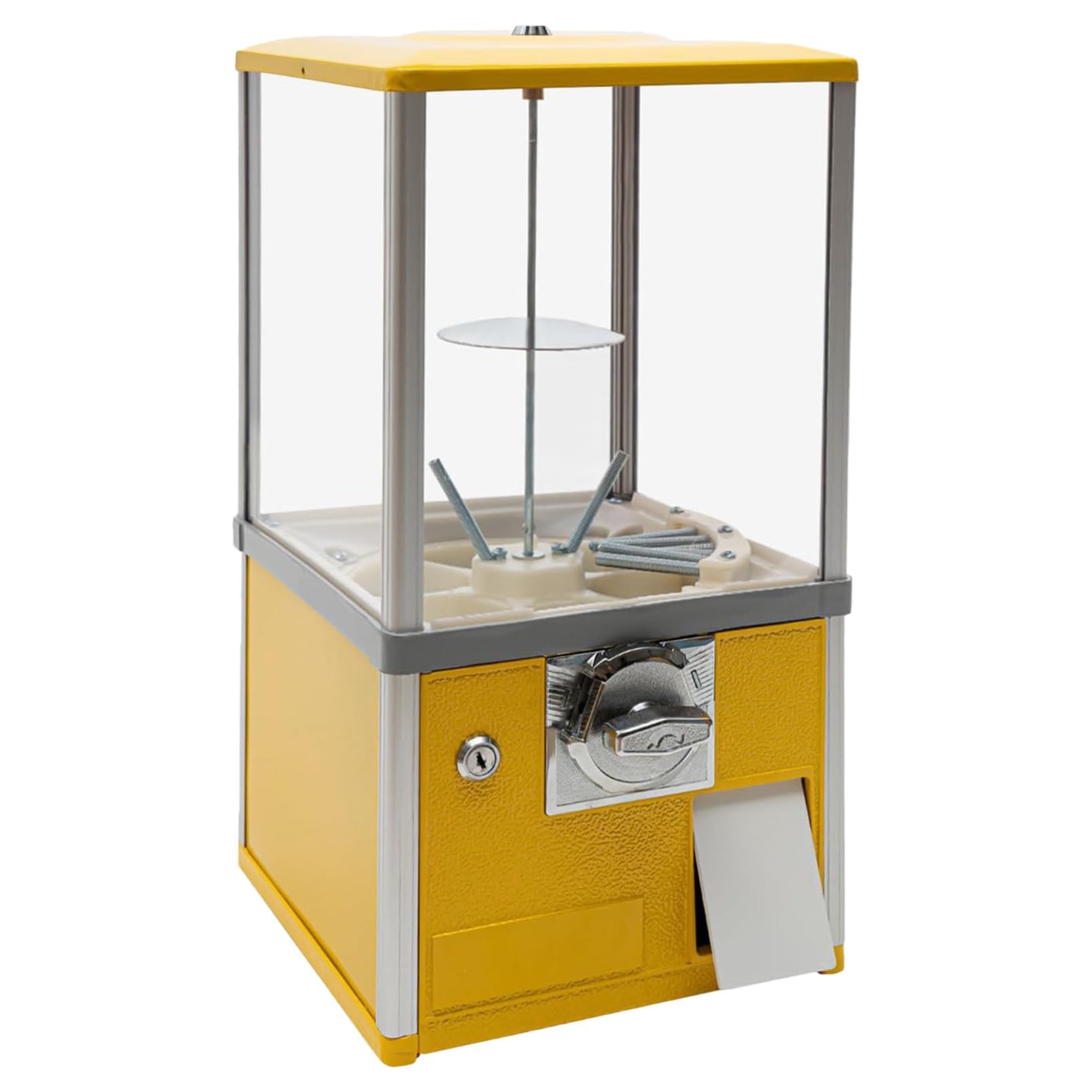 Verkaufsautomat mit Münzeinwurf,Kommerzielle Süßigkeiten Gumball Maschine,Kapselautomat mit Schlössern,Kommerzieller Kaugummiautomat für Süßigkeiten,für Runde Kapseln, Gummibälle(Yellow,1 EUR/One Time