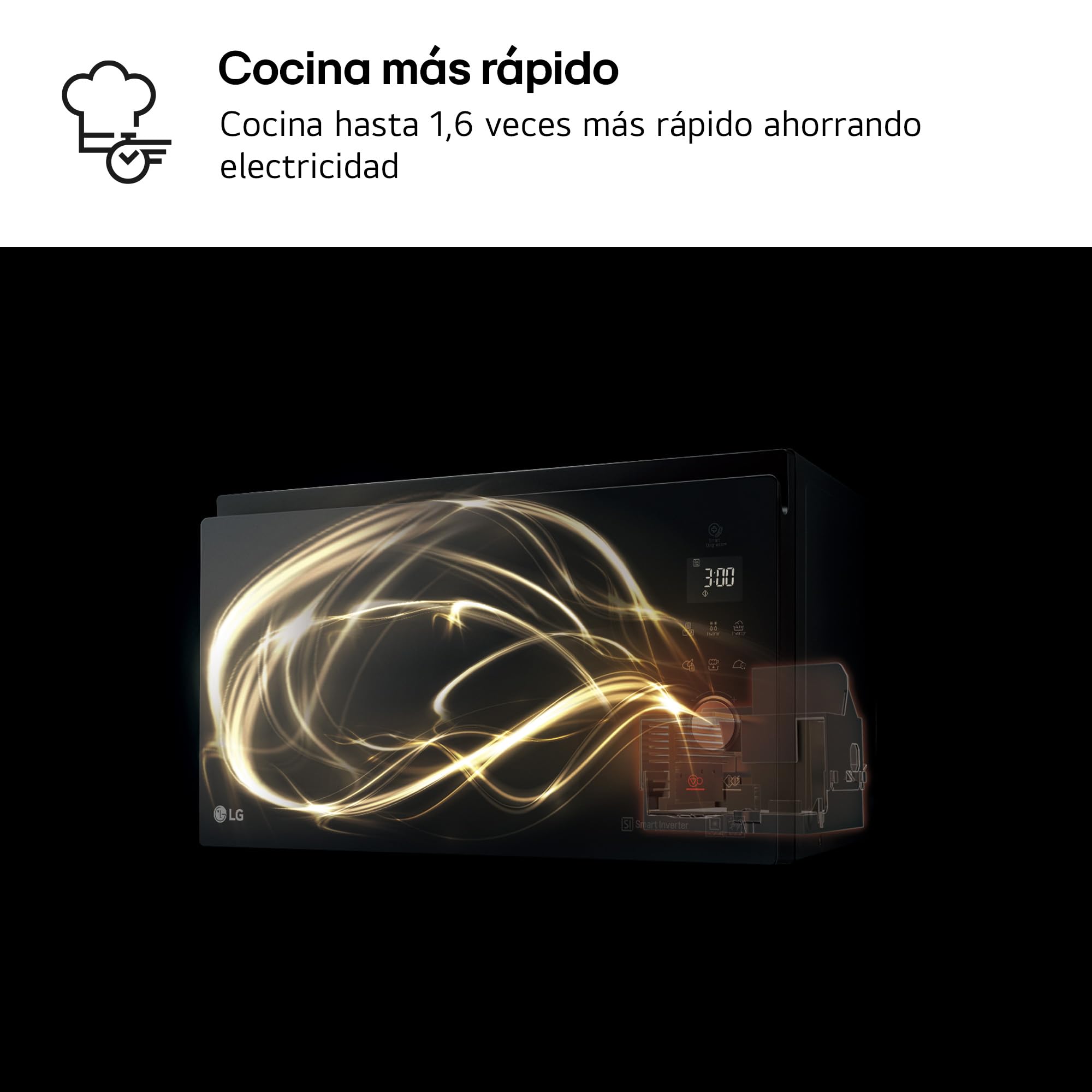 LG MH6535GDS Smart Inverter, Microondas 1000 W con Grill 900 W, Color Negro, 25 Litros