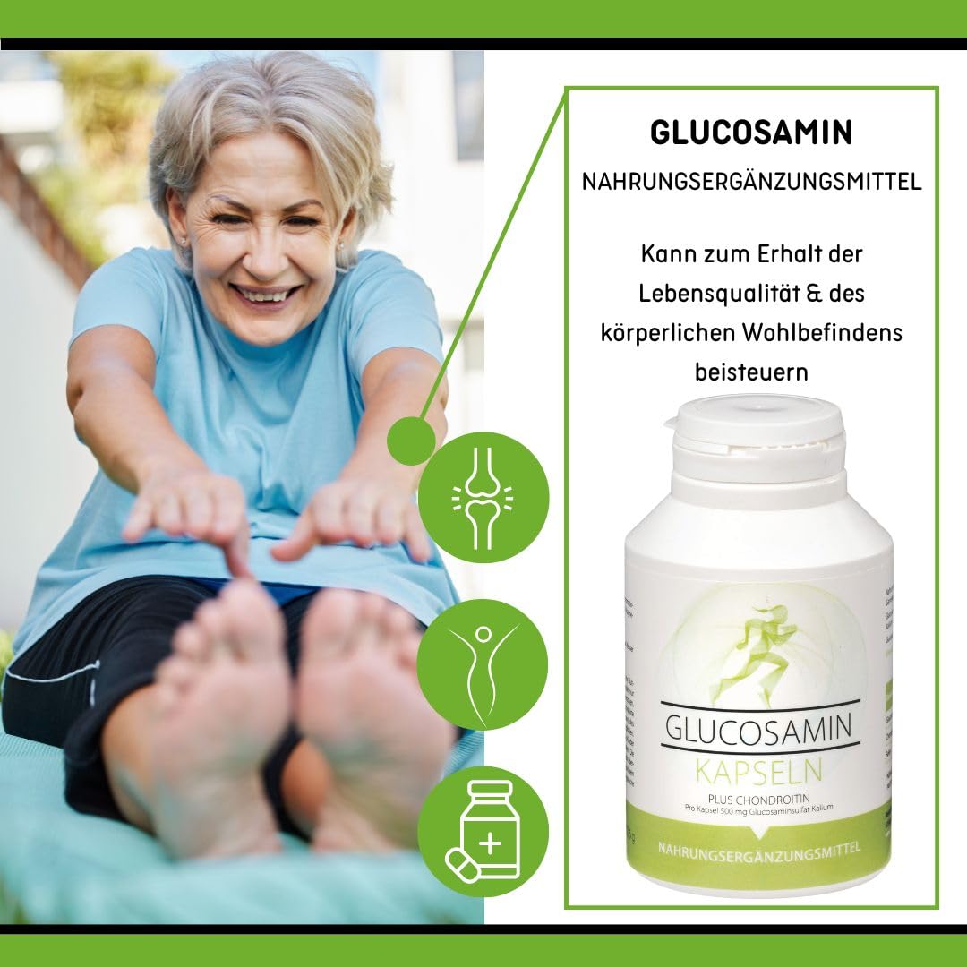 Glucosamin + Chondroitin Kapseln – 180 Stück: Unterstützt Gelenkfunktion & Flexibilität, Mit Natürlichem Glucosamin & Chondroitin, Für Aktive Mobilität in jedem Alter