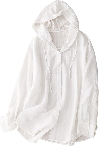 Womens Long Sleeve Hoodie Sweatshirts Sun Protection Button Up Lightweight Beach Cover Up Comfy Hooded Shirts