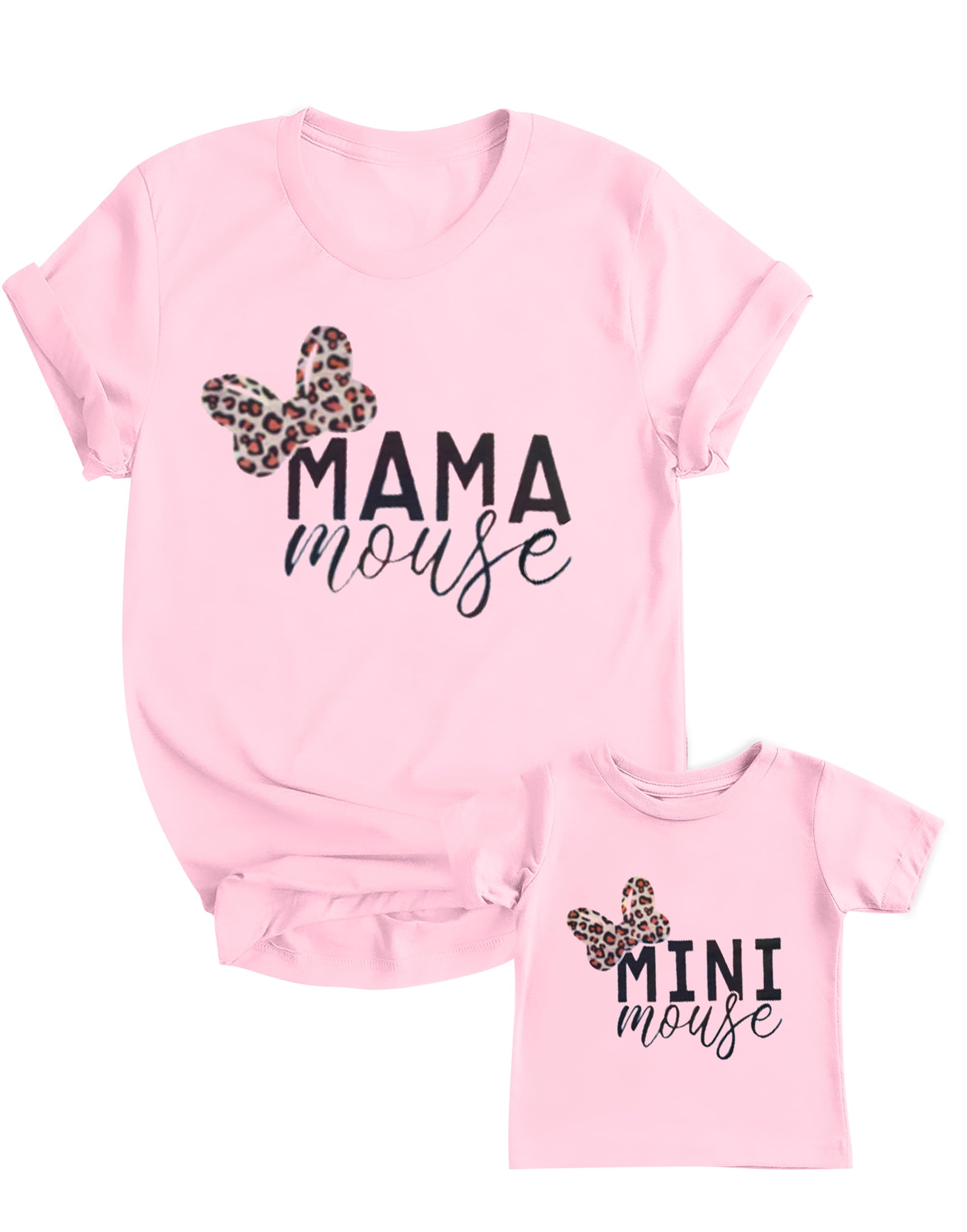 Mommy and Me Matching Shirt Outfit Mama Mini Leopard Love Heart Tshirt Mom Daughter Family Matching Set Clothes