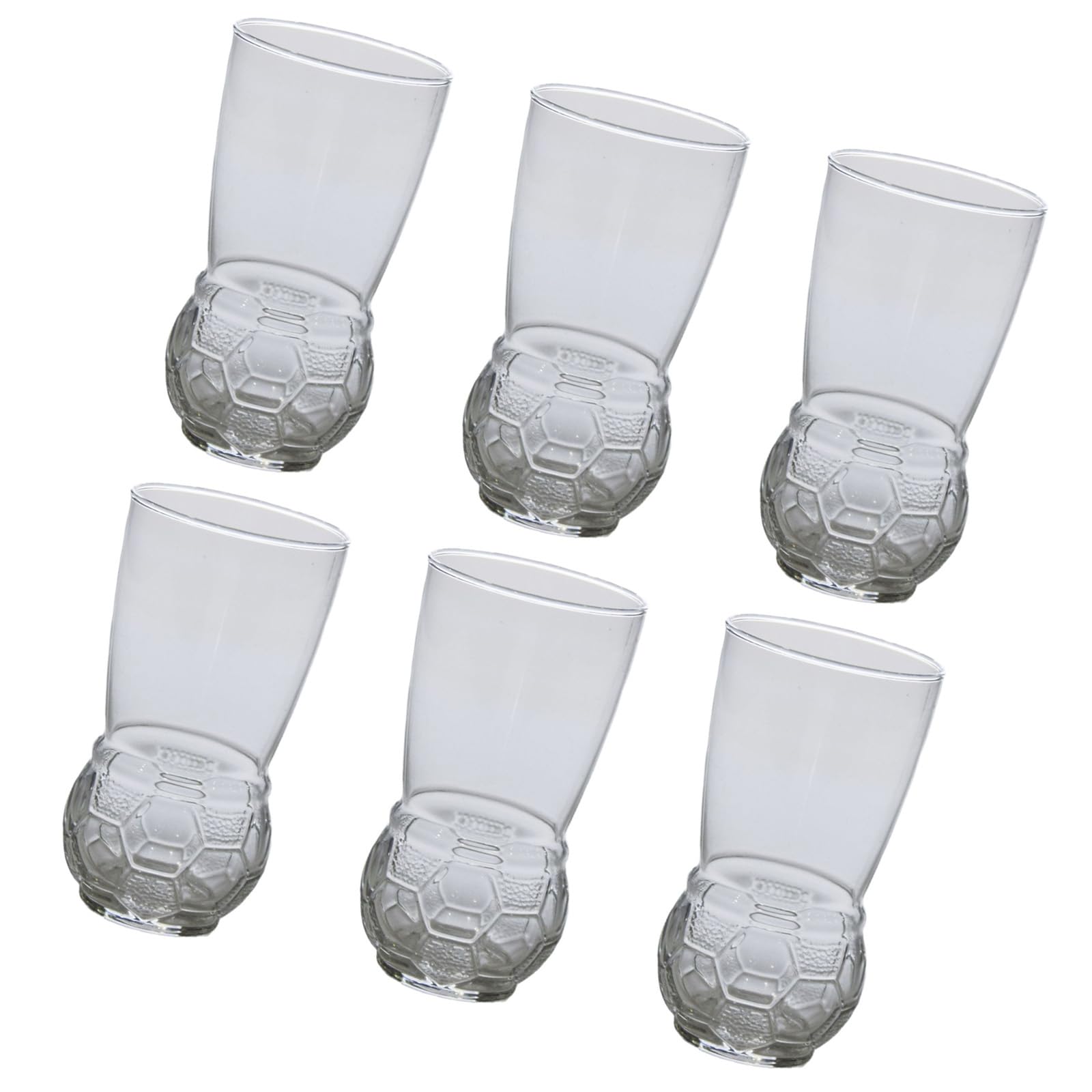 CAZSTYK 6Pack Football Theme Glass Mugs 450ml Perfect for Sports and Parties Football Glasses