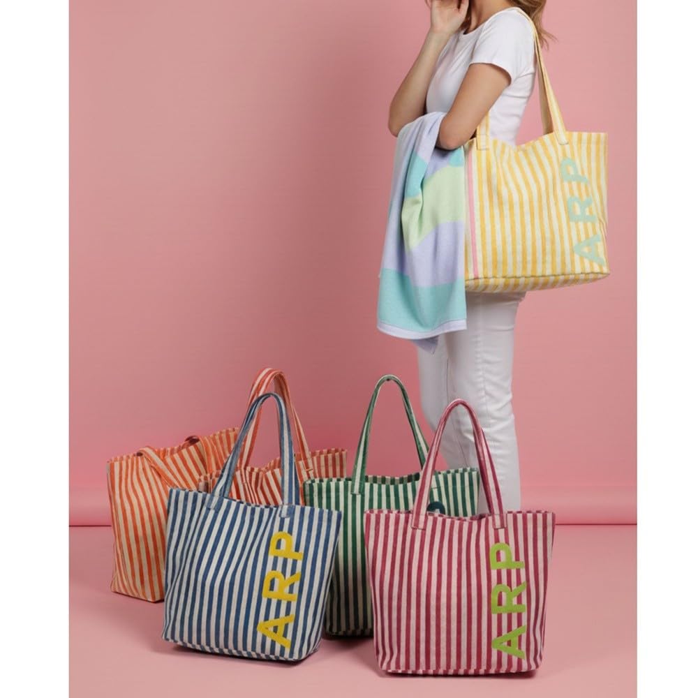 Agatha Ruiz de la Prada Bolso Tote Playa con cremallera y franjas de color amarillo