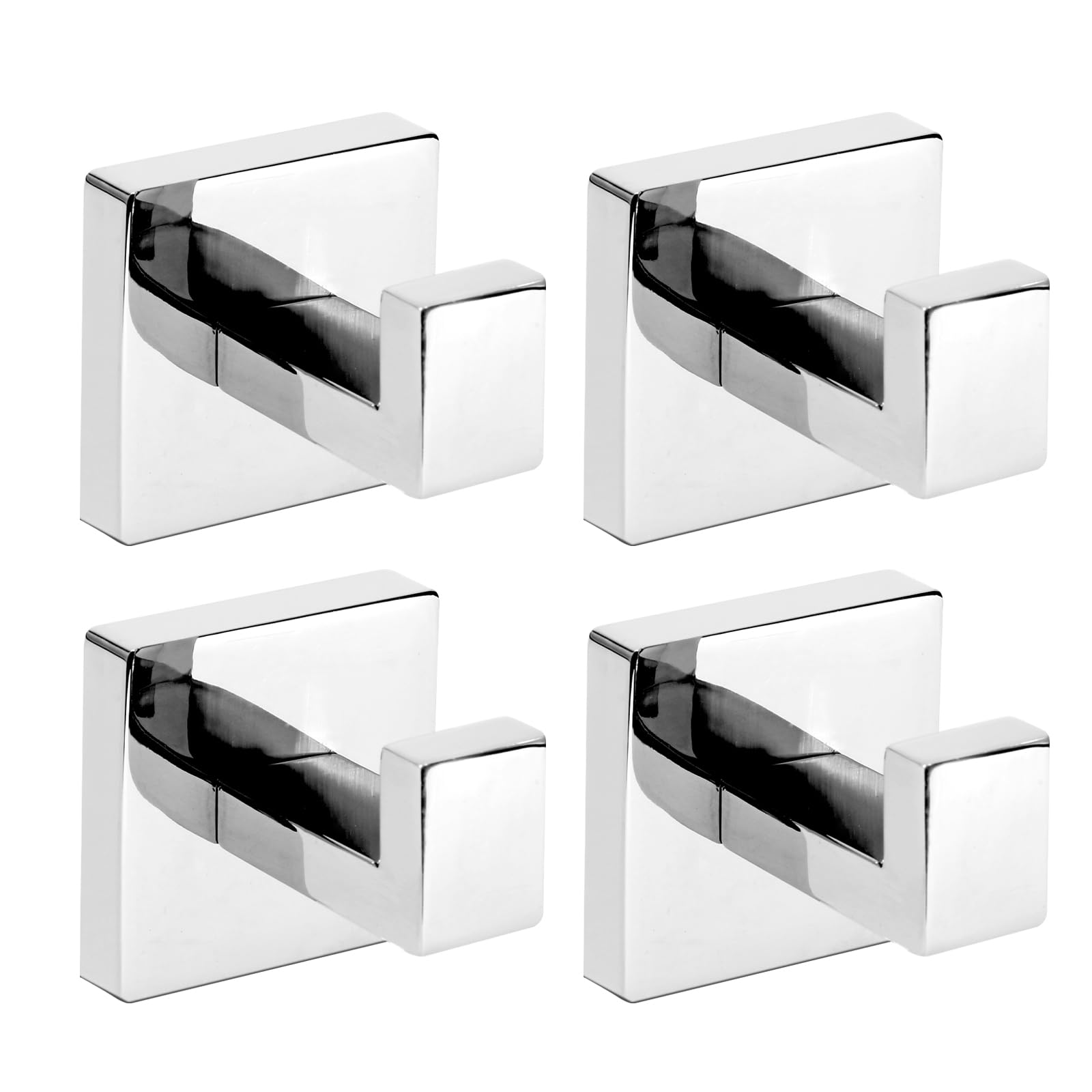 IBosins 4 Pack Towel Hooks Hand Towel Holder for Bathroom Wall Livingroom Bedroom Kitchen Closet Heavy Duty Stainless Steel Hook Hanger for Robe Bath Towel