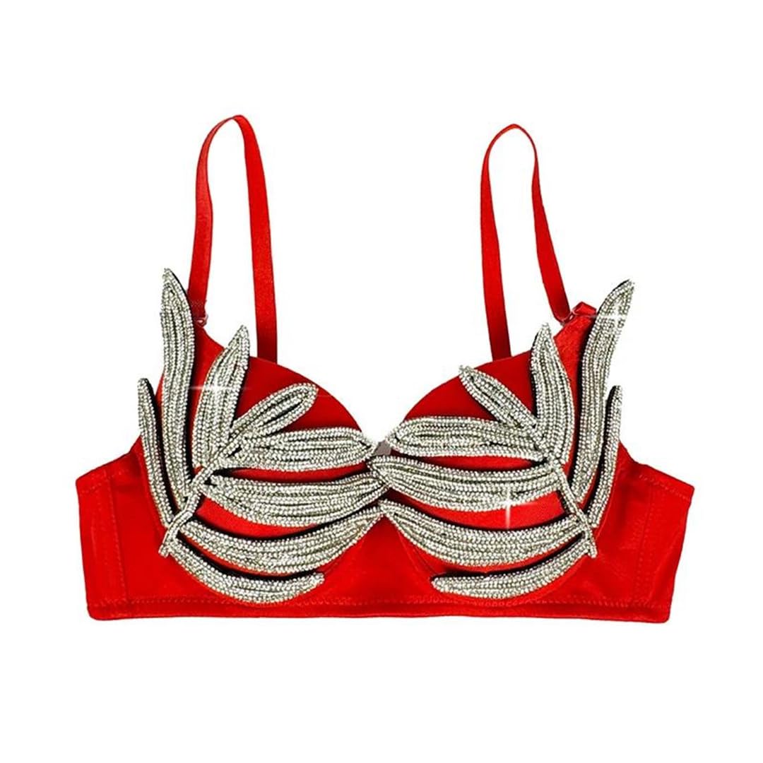Yeuyyben Canottiera da donna con strass, senza maniche, elegante, per serate, feste, slim fit, alla moda