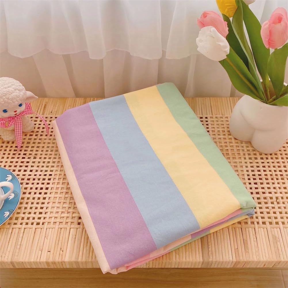 Koudi Ropa de cama infantil de 155 x 220 cm, multicolor, diseño de rayas, funda nórdica con cremallera y funda de almohada de 80 x 80 cm