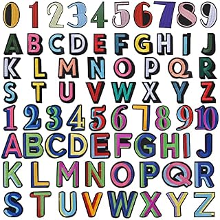72 Pieces Iron on Letter and Numbers Patches, Sew on Alphabet Patches Fabric Embroidered Numbers Patches Decorative Repair Patches Iron On for Clothing, Clothes, Jeans, Jacket Custom, Bags
