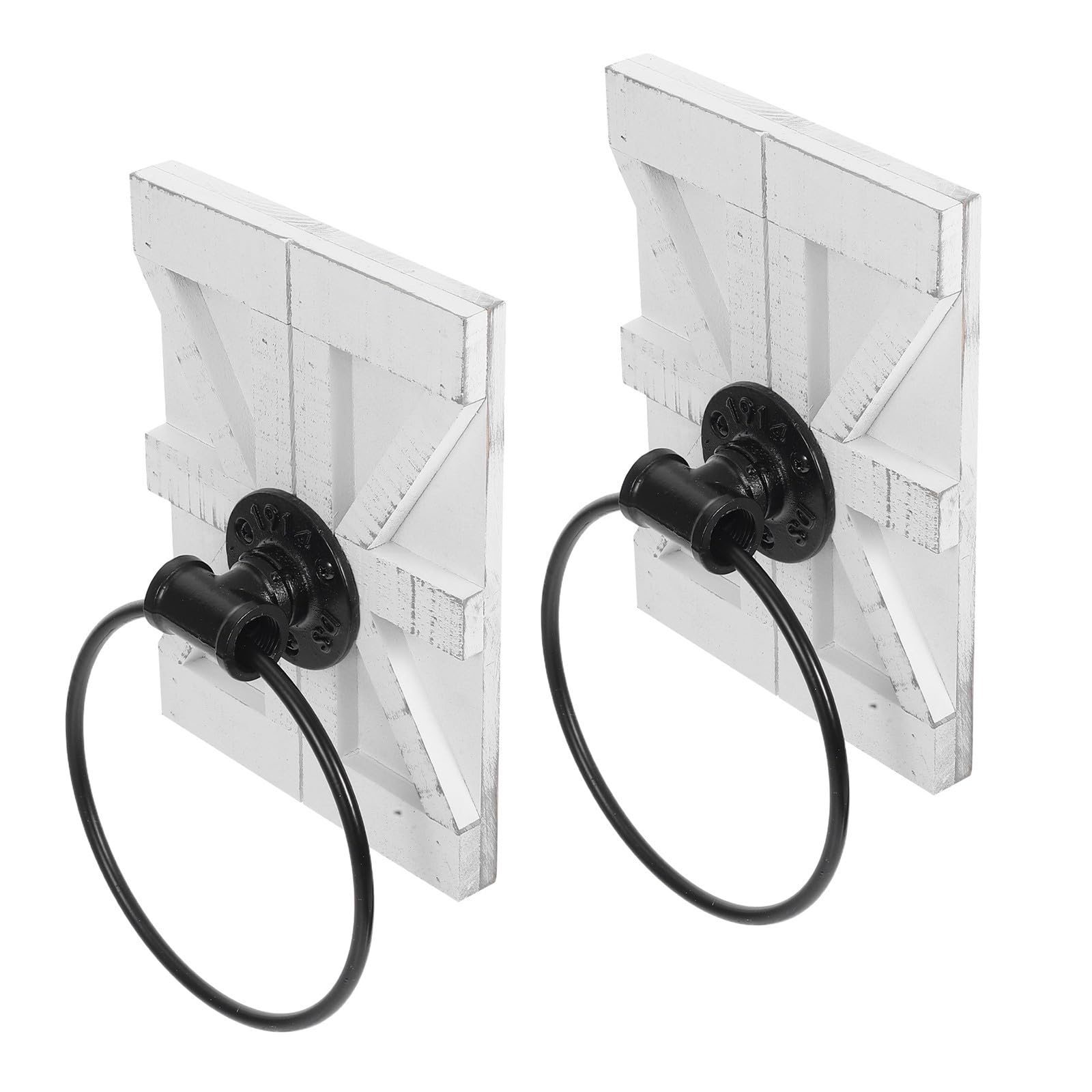 OSALADI Toallero de Pared Rústico de Hierro y Madera Blanco 2 Piezas para Baño y Cocina Diseño Vintage y Ahorro de Espacio