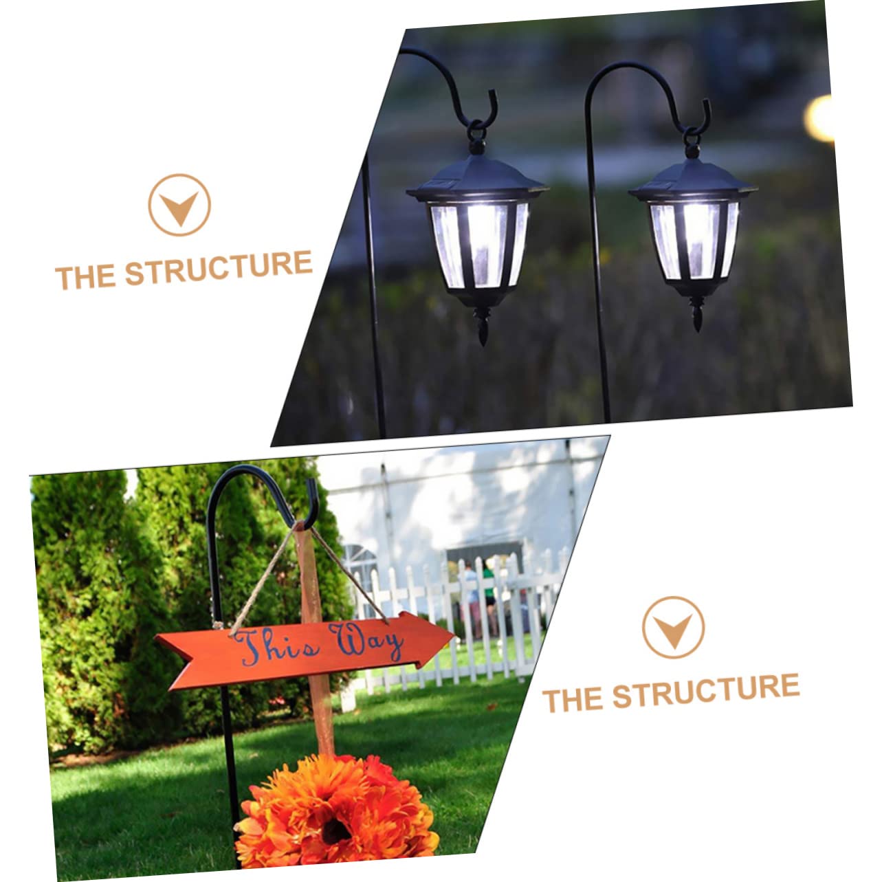 VICASKY 3Pcs Iron Ground Hanging Hooks for Outdoor Lamp Decoration Durable Iron Hanger Hooks with Rustic Style for Garden Pathways Easy to Install and Use