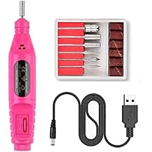 Electric Drill Nail File Acrylic Art File Manicure Pedicure Portable Machine Kit Practical Durable Kit, Rose Red
