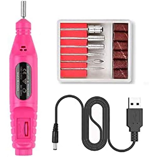 Taladro eléctrico lima de uñas acrílico archivo de arte manicura pedicura kit de máquina portátil kit práctico y duradero, color rojo rosa