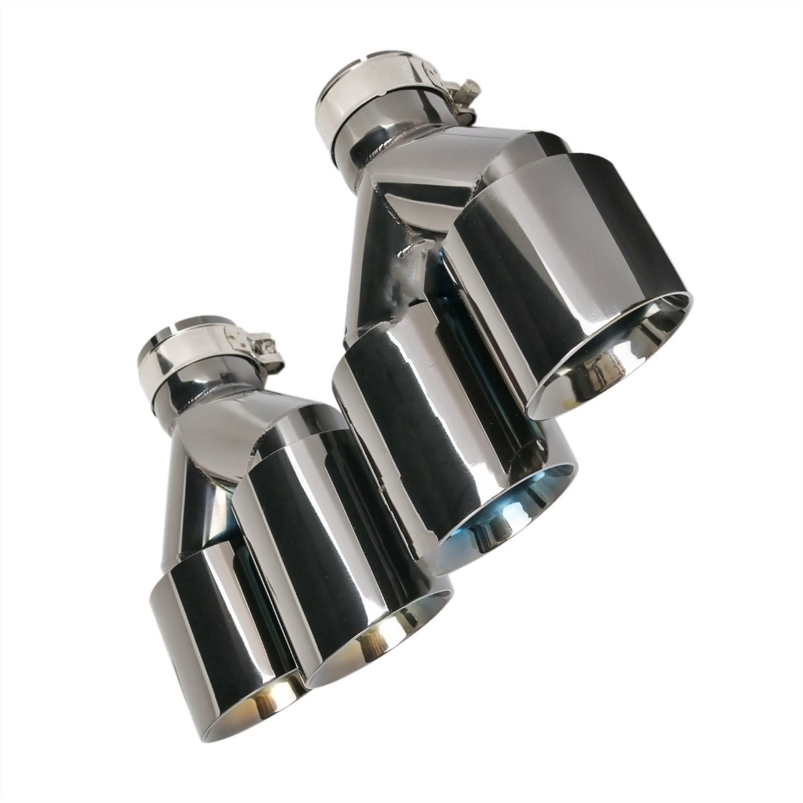1 Paar Titan Schwarz Auto Universal Edelstahl Doppelrohr Auspuff Tipps Endrohr Auspuff (Size : IN 67 Out 101 MM)