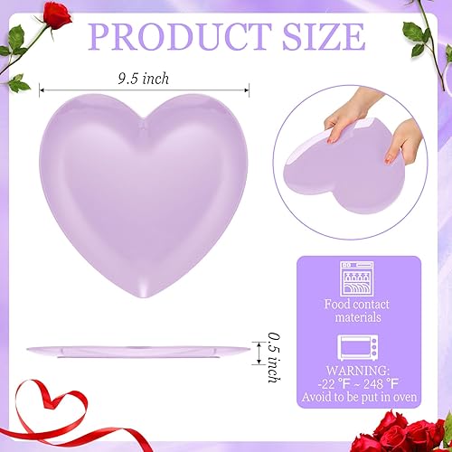 Miniatura 2 de FillTouch Platos llanos en forma de corazón de 9.5 pulgadas, platos para servir de San Valentín, juego de platos de melamina irrompibles para el día