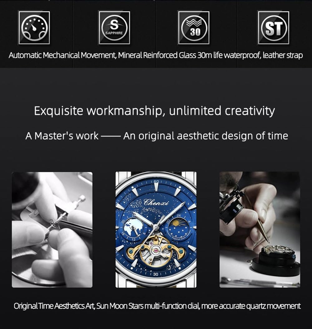 Reloj mecánico automático para hombre, reloj Tourbillon de lujo, impermeable, luminoso, cronógrafo
